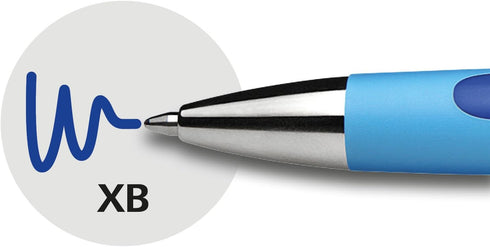 Schneider Slider Rave XB Ballpoint Pens, Refillable + Retractable, Light Blue Barrel, Box of 5