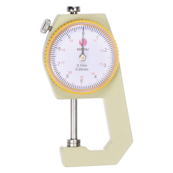 Thickness Gauge 0-20mm | 0.1mm Mechanical Dial Thickness Tester for Leather, Paper, Sheet Metal