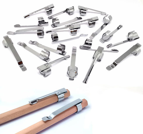 Pencil Clips, Silver Metal Clips for Pocket, Study Holder, 20 Pieces
