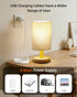pickrelax Small Touch Table Lamp for Bedroom, Bedside Lamp for Warm Light LED Desk Lamp, Wood Base Round Flaxen Fabric