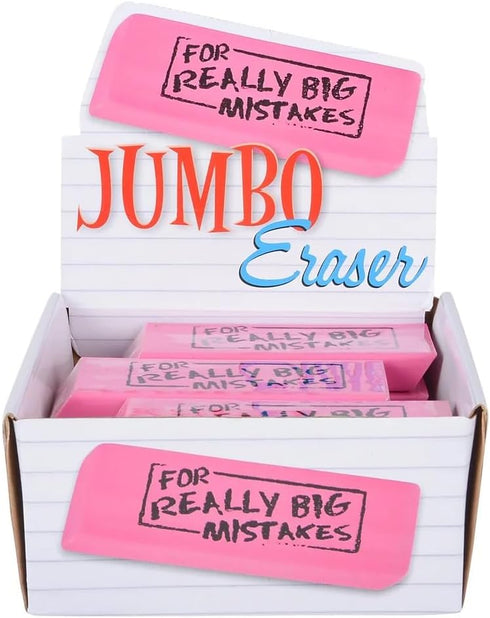 Jumbo Big "for Really Big Mistakes" Wedge Pink Erasers (5.5" x 2") - Large Rubber Eraser, 12 Pack
