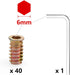 40Pcs Anwenk 1/4"-20 x 20mm Furniture Screw in Nut - Threaded Wood Inserts Bolt Fastener Connector for Wood Furniture