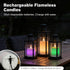 Set 3 Rechargeable Ice Crystal Glass Flameless Candles, RGB Color Changing Realistic Flickering Flameless Candles
