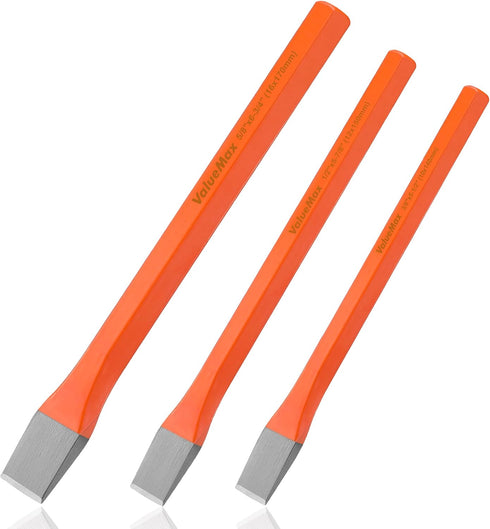 ValueMax 3-Piece Heavy Duty Cold Chisel Set, 3/8-Inch, 1/2-Inch & 5/8-Inch, Premium Cr-V Steel