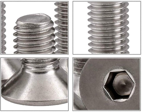 Fullerkreg 18-8 Stainless Steel Hex Drive Flat Head Screw M5 x 0.8 mm Thread, 35 mm Long, Packs of 25