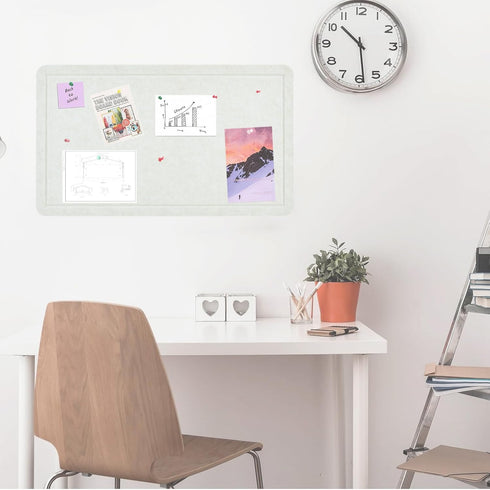 Large Beige White Cork Board 28"x16" with 50 Push Pins & Sticky Notes, Self-Adhesive Bulletin Board for Home & Office