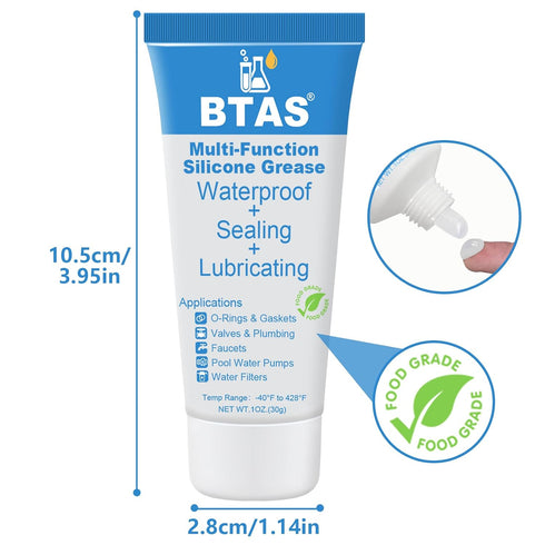 1 oz 1 BTAS Plumbers Silicone Grease Food Grade for Faucet O Ring Valve Rubber Pool Pump Lubricant Sealing Waterproof