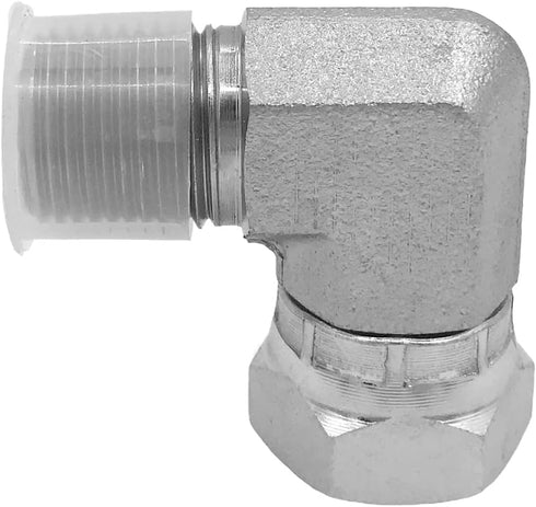 (2-PACK) 1501-06-06 Hydraulic Hose Adapter Fitting 3/8"-18NPTF Male × 3/8"-18NPSM Female Swivel Elbow