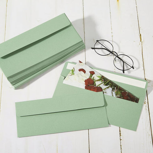 Wishop 50 Pack Sage-Green #10 Business Envelopes Self Seal for Office, 4.13 x 9.49 Inches