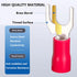 Insulated Fork Spade Wire Connector, 200Pcs AWG22-16 U Type Electrical Crimp Terminals (100 Pcs Red +100 Pcs Black)