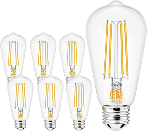 hansang E26 Edison Light Bulbs, Dimmable, 2700K Warm White, Vintage Edison Bulbs, 60 Watt Equivalent, 6W Filament Light