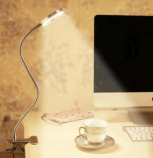 USB Desk Light with Clip, LED Eye-Caring Reading Light with 3 Color Modes, 10 Brightness Levels