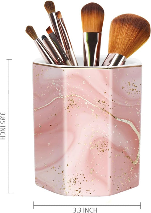 WAVEYU Cute Desk Pen Holder, Ceramic Pencil Cup Marker Holder, Makeup Brush Holders for Home, School & Office