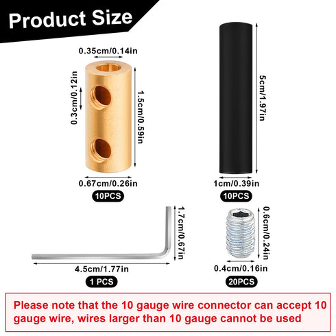 10pcs 10AWG Wire Connector Nut Kit, 60Amp Quick Connection Terminal Yellow Wire Splicing Connectors