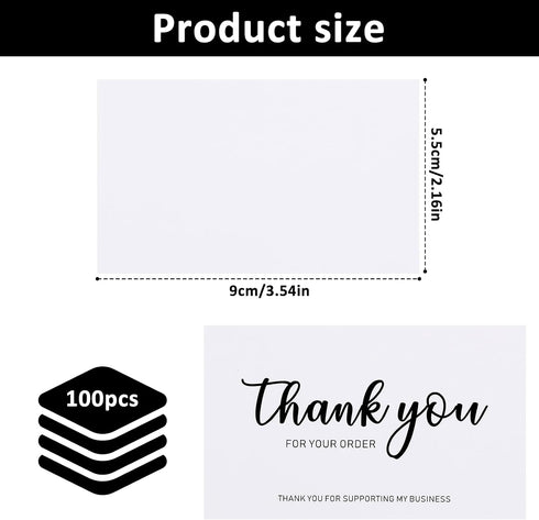 FdcLixuvol 100Pcs 3.5 2 Inch Thank You for Your Order Cards, x Mini Thank You for Your Order Cards for Small Business