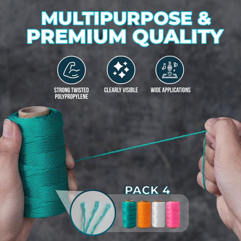 260FT, 780FT, 390FT, 1500FT, 2300FT, (Set 4 393 4 Mason Line String Durable Construction Twine for Laying Bricks