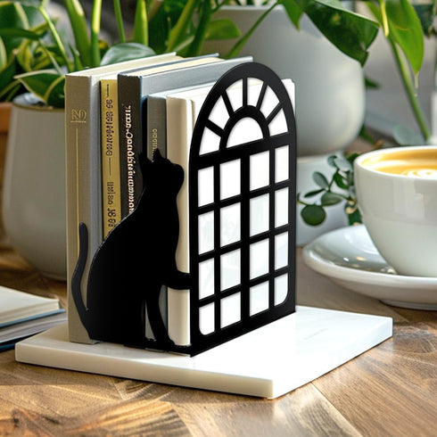 5.5"x4.3"x8.3" 1 Peacoblue Metal Bookends for Shelves, Modern Decorative Heavy Duty Study Book Support Stoppers