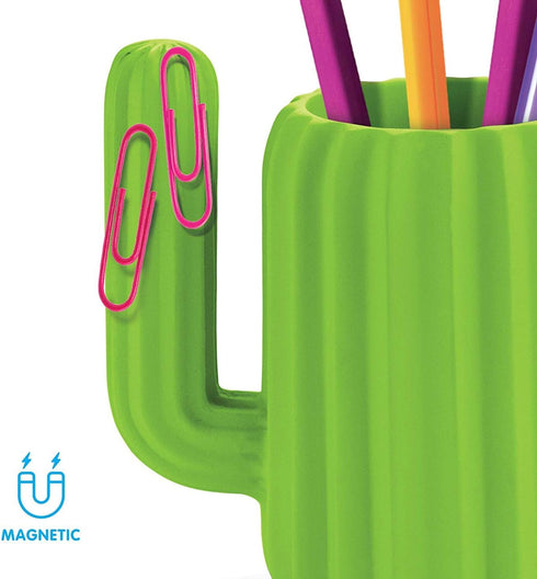 Mustard Pen Holder - Green Cactus Desktop Organiser