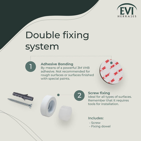 EVI Wall Mounted Doorstop, Natural Silicone with Adhesive or Screw Installation, Stainless Steel, White Rubber