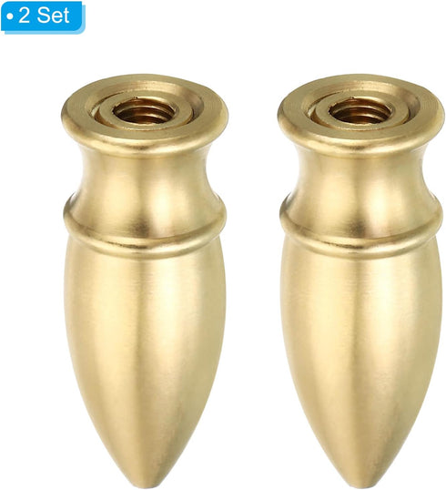 1.6" 2 Set 1/4-27 PATIKIL Tall Brass Lamp Finials Cap Knob, Lamp Screw Holder Tapped for Table and Floor Lamp Shade