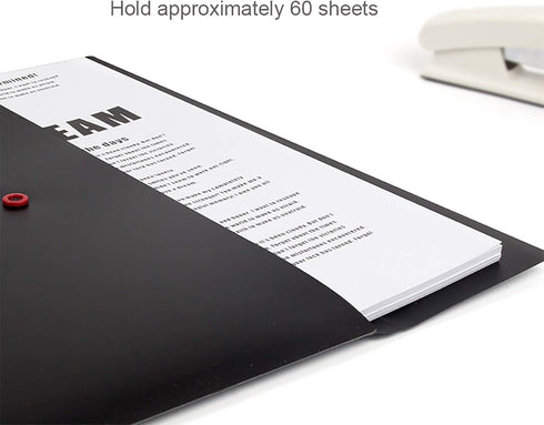 VANRA 5 Pieces A4 Envelopes Folders, Plastic Wallets Document Organizer with Snap Button Closure A4 Letter Size (Black)