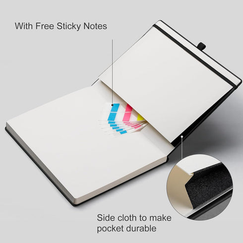 EMSHOI Lined Journal Hardcover Notebook, 8.5 x 11, 192 Pages, A4 Large College Ruled for Work, Black