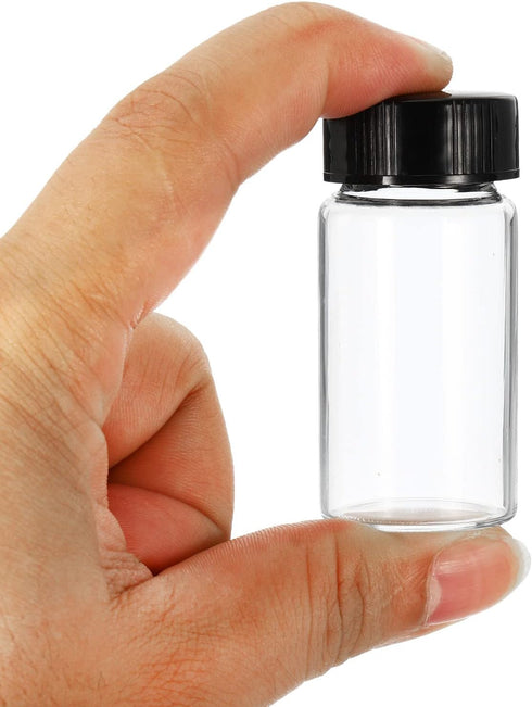 PATIKIL 20mL Reagent Media Bottle, 10 Pack Round Glass Storage Bottles with Plastic Screw Cap