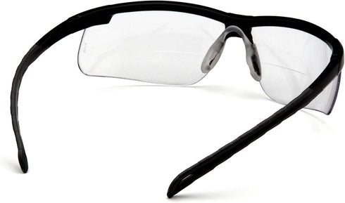 Pyramex Ever-Lite Lightweight Safety Glass Bifocal Readers, 3.0 Diopter Black Frame with Clear Anti Fog Lens