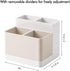 Poeland Desktop Storage Organizer Pencil Card Holder Box for Desk, Office Supplies, Vanity Table Tan
