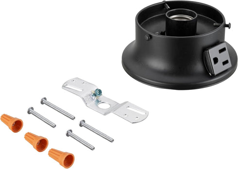 Aspen Creative 22103-01-1, Flush Mount Ceiling Fixture Shade Holder Kit with Outlet in Matte
