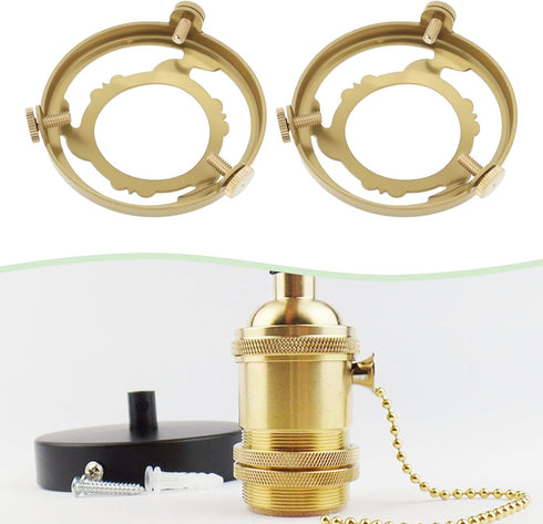 YINETTECH 2Pcs 60mm Brass Light Shade Gallery Lamp Holder with Secure Screw Fittings for Pendant Lights, Custom