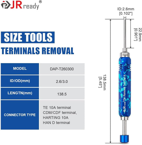 JRready DAP-T260300 Terminal Extractor Tool for HARTING/TE Heavy Duty Connector Contacts Removal