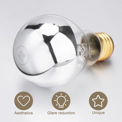 Verplexter 60A19HM 60W Bulb Half Chrome A Shape for Open fixtures, Pendants, Restaurant and Retail Lighting