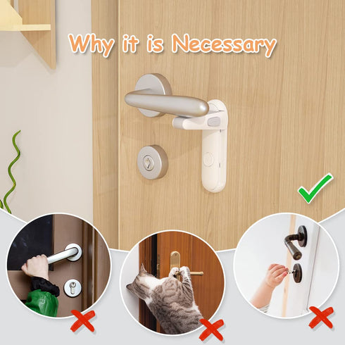 2 SAFELON Pcs Door Lever Locks for Childproof & Petproof, Door Handle Locks for Toddlers, Baby Safety Locks