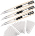 Gift Wrap Cutter Retractable Box Cutter, 3 Pcs Lockable Blade Knives + 30 Pcs 9mm Snap Off Blades