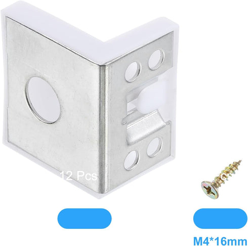 12 90 43x50x33mm uxcell Pcs Degree Plastic Corner Braces, Shelf Right Angle Brackets with Screws for Cabinets