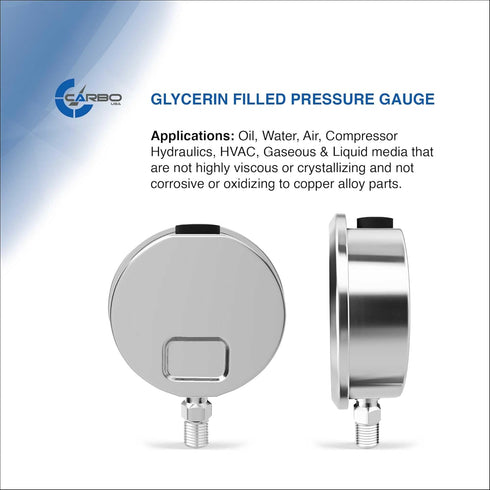 Stainless Steel Pressure Gauge, Dual Display (-30 Hg - 0-30 psi/kPa) with Polycarbonate Lens