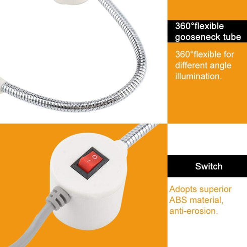 Fdit 30LED 2W Daylight LED Sewing Machine Light Lamp with Magnetic Base, Flexible Clamp Desk Lamp (US-Plug)