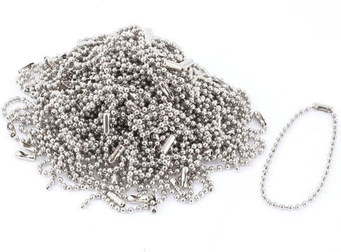 uxcell Ball Bead Link Chain with Connector Holders for ID Badge Tag Key Chain, 100 Pcs Stainless Steel