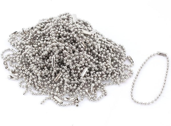 uxcell Ball Bead Link Chain with Connector Holders for ID Badge Tag Key Chain, 100 Pcs Stainless Steel