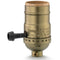 3 Way Lamp Socket Replacement - E26 Threaded Base with Turn Knob for Table & Floor Lamps (Antique Brass)