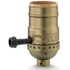 3 Way Lamp Socket Replacement - E26 Threaded Base with Turn Knob for Table & Floor Lamps (Antique Brass)