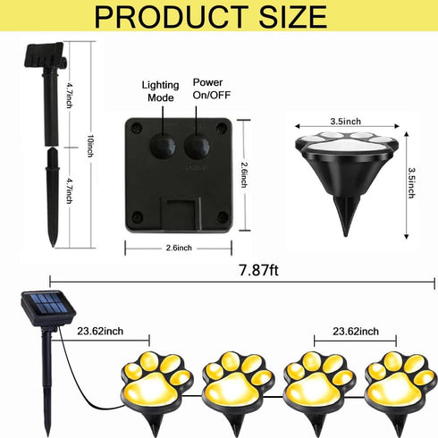 SKYINGFEW Set 4 Pack Paw Print Solar Lights - of Dog Animal Lights Waterproof,Paw Print Solar Lighting Outdoor Garden