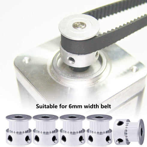 GT2 20 Teeth 5mm Bore Timing Pulley Aluminum Synchronous Wheel, Compatible with RepRap 3D Printer Prusa i3, 5pcs