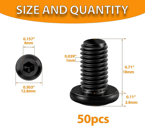 Hincell M6x18mm 50pcs, 304 Hex Socket Head Cap Screws, Stainless Steel, Black Oxide, Crib & Furniture Assembly, Kitchen