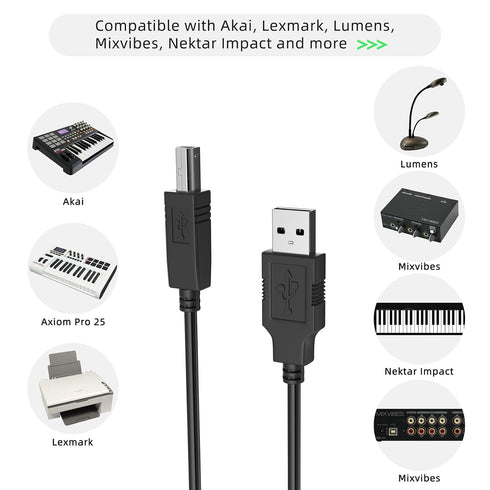 XMHEIRD 6ft 2.0 9020 10-00302 1000302 FU66BG 5800u 85-0083-000 FB31DD 5300 USB PC Data Cable Lead Cord for Visioneer