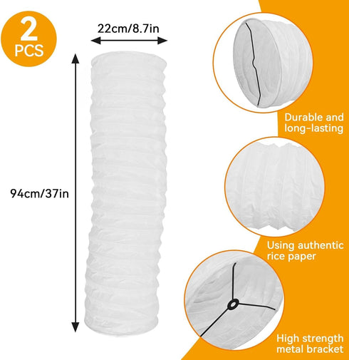 Beufee 2pcs Floor lampshade for Living Room, Reusable Paper Lamp LED Column Lmp Corner for Bdroom only lampshade