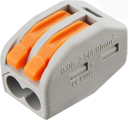 100 Pcs Lever Connectors Nuts, 2 Conductor Combination Compact Wire Connectors, Fast Connection Terminal 28-12 AWG