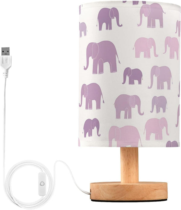 ALAZA Bedside Table Lamp Elephant Purple Lamp for Girls Boys Bedroom with