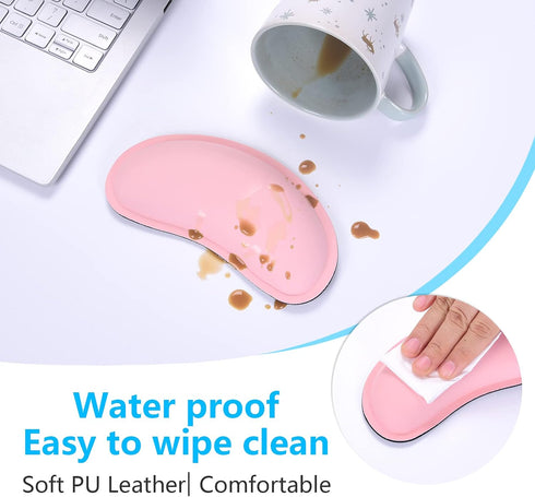 Dapesuom Ergonomic Memory Foam Mouse Wrist Rest, PU Leather Hand Rest Pad Cushion for Gaming, Pink